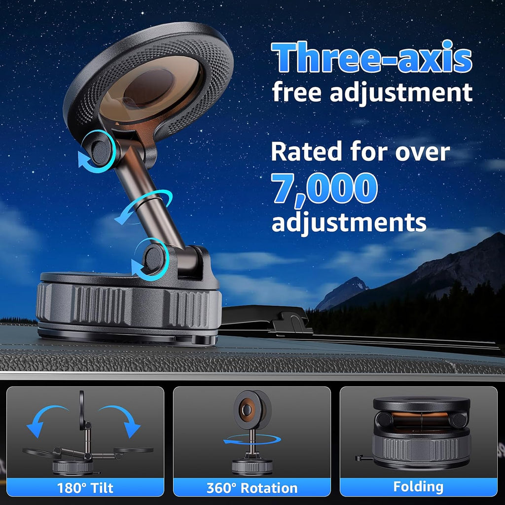Foldable Magnetic Dashboard Car Mount – 360° MagSafe Holder