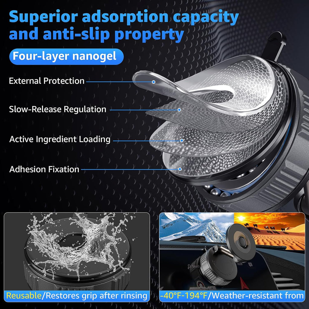 Vacuum Magnetic Car Phone Holder – 360° MagSafe Suction Mount