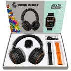 Crown C6 Ultra 2 Smart Watch + Wireless Headphones Combo