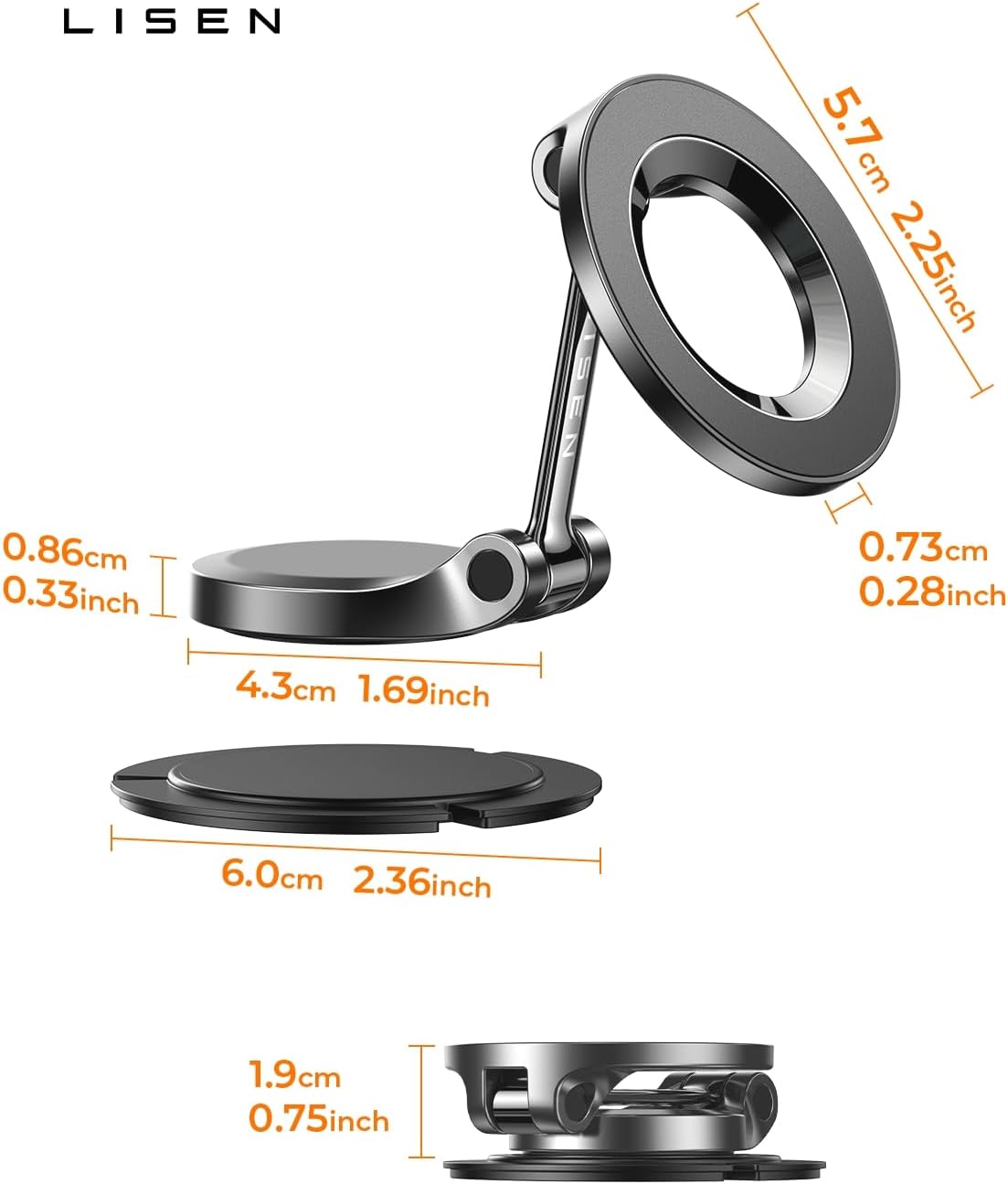 ANDERY MagSafe Car Phone Holder – 360° Bendable Magnetic Mount
