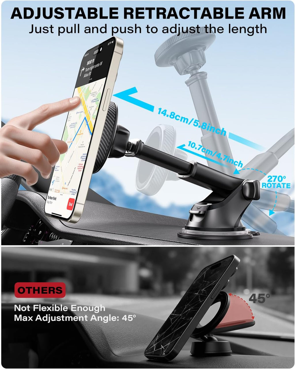 APPS2Car MagSafe Car Mount – Suction Dashboard Holder