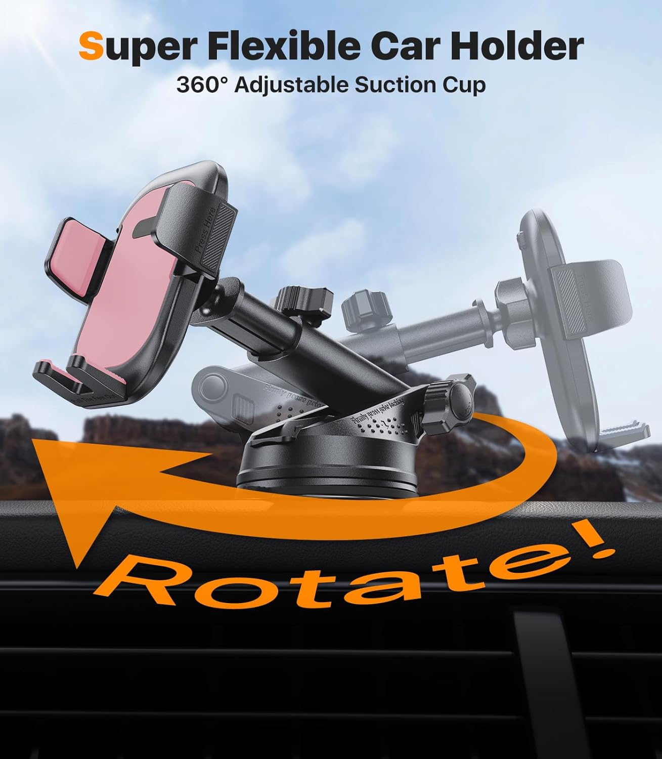 Universal 360° Car Phone Holder – Suction Mount