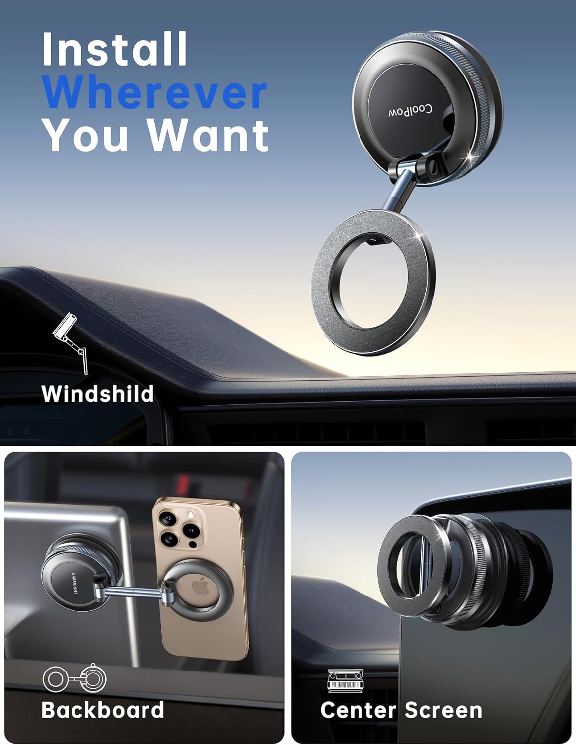 Strong Magnetic Phone Holder with Vacuum Suction