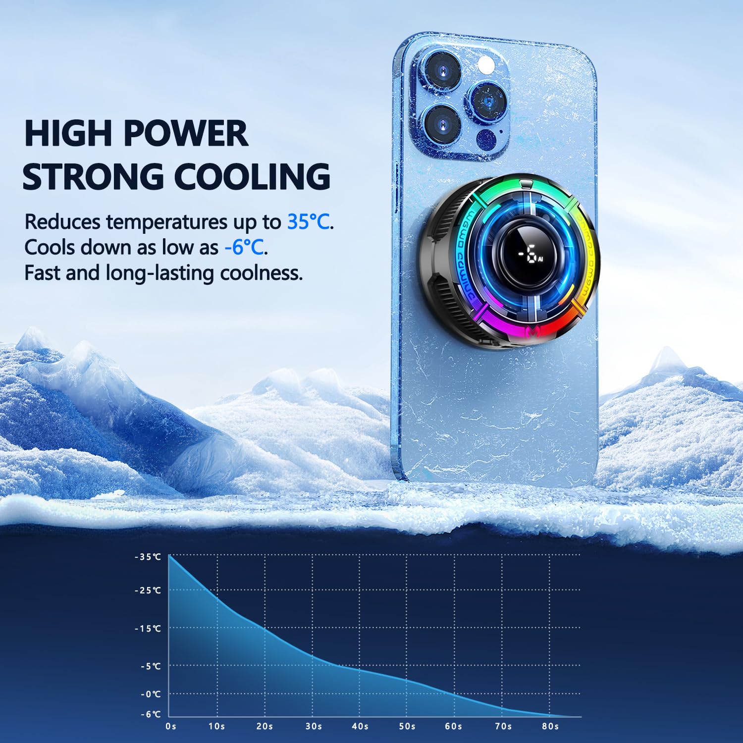 MagSafe Portable Mobile Phone Cooler for Gaming & Streaming