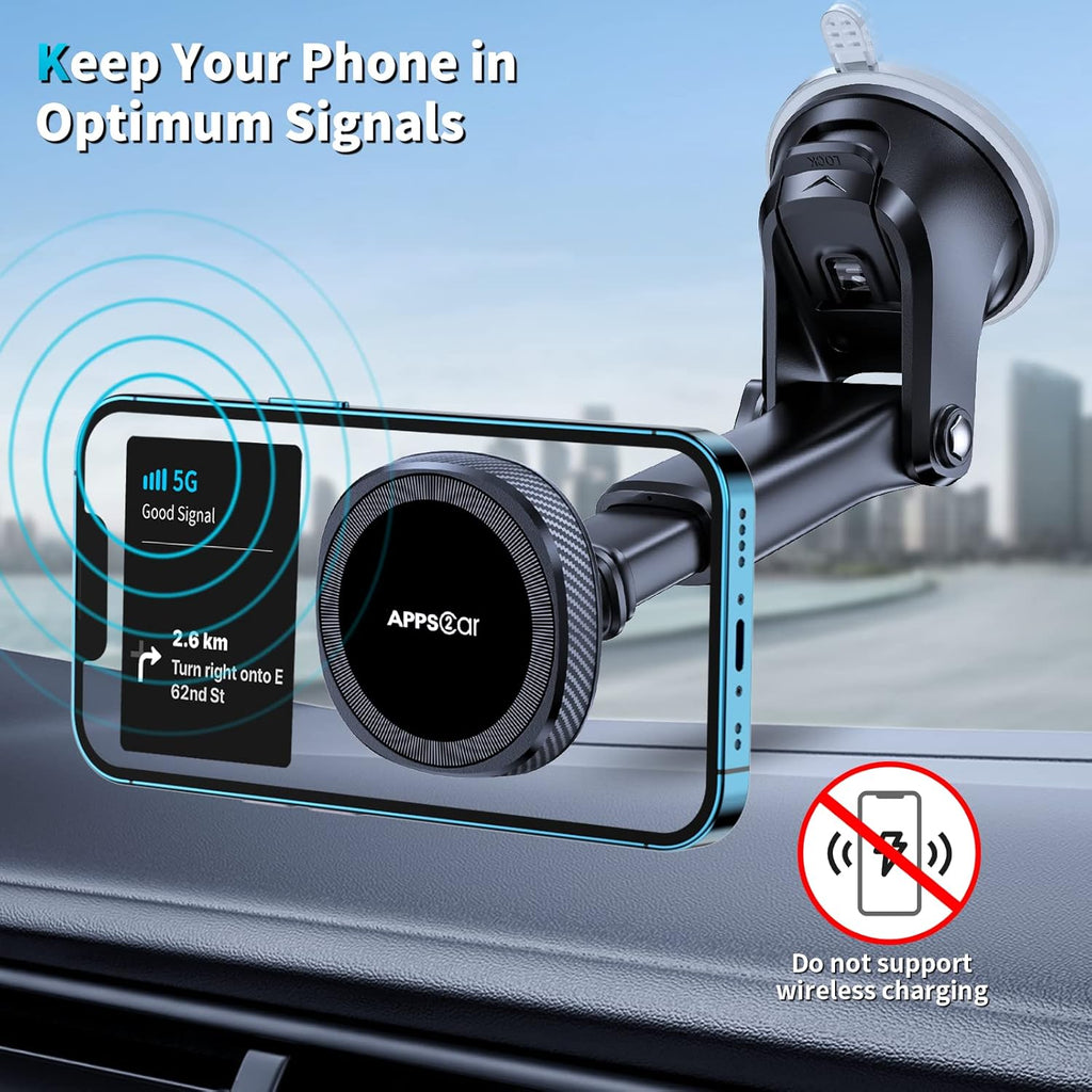 APPS2Car MagSafe Car Mount – Suction Dashboard Holder