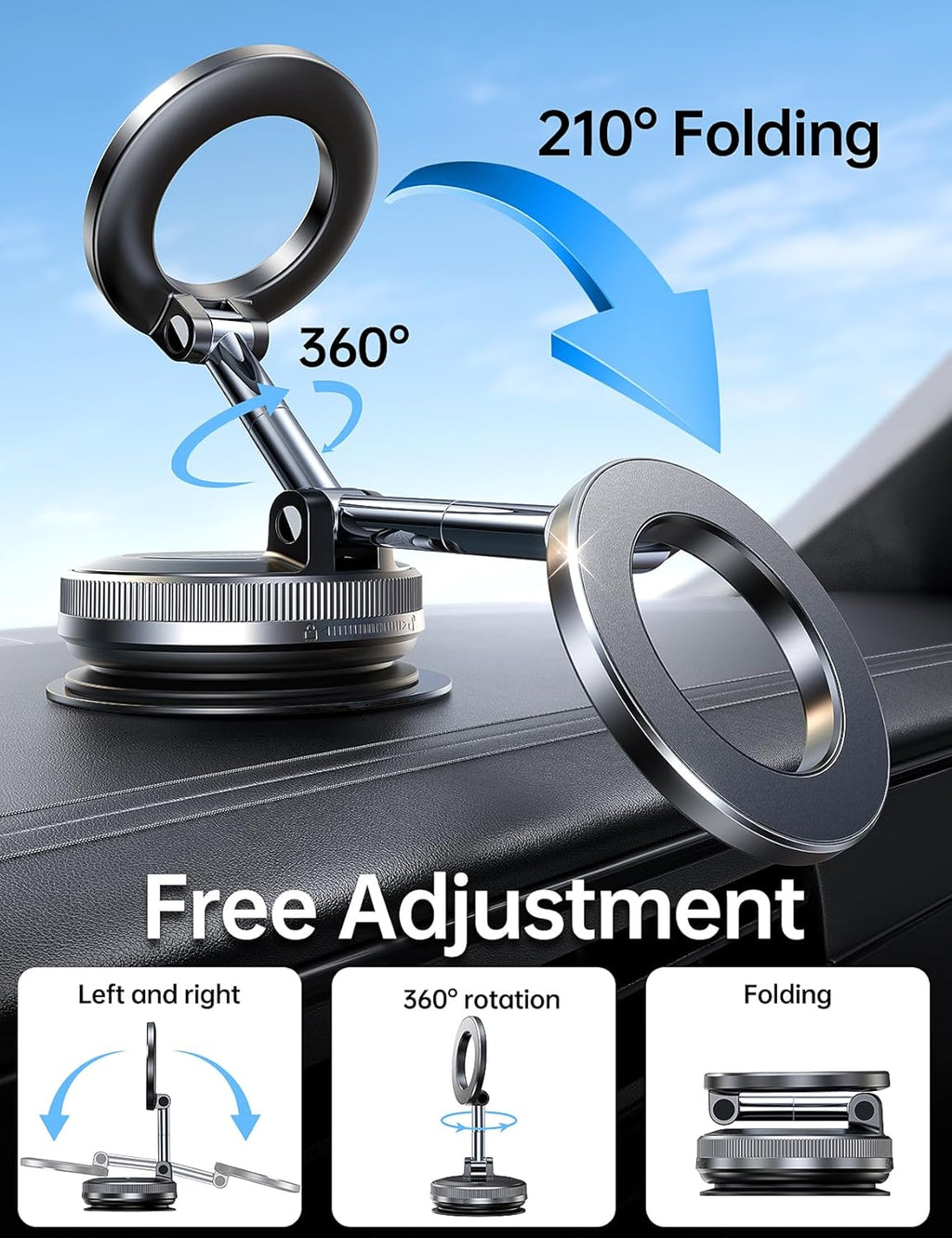 Strong Magnetic Phone Holder with Vacuum Suction
