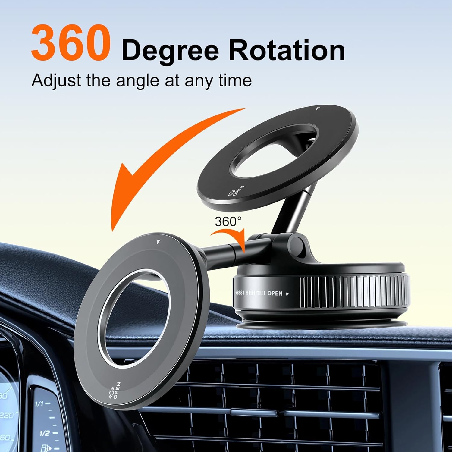Portable Magnetic Phone Holder with Reusable Vacuum Suction