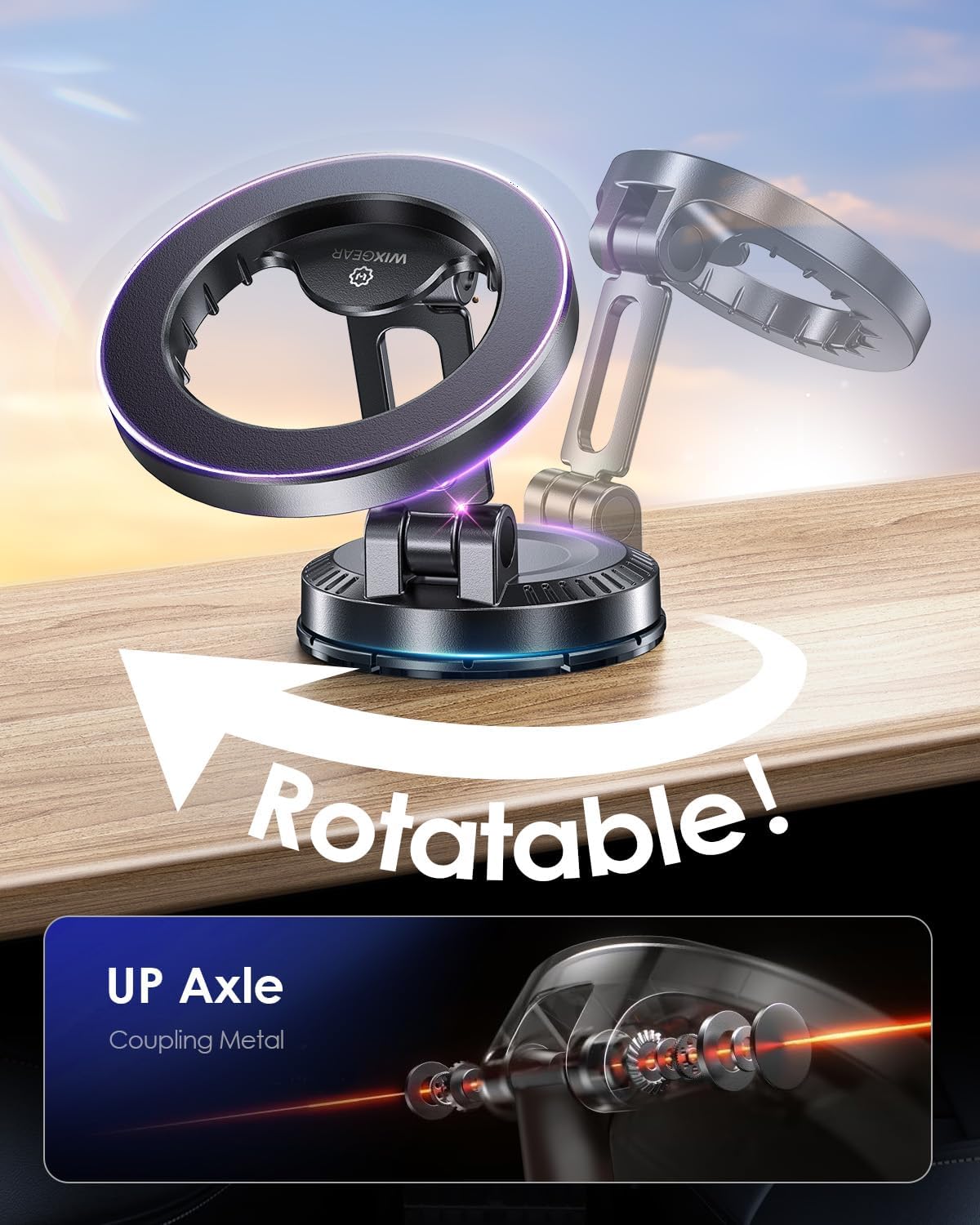 Foldable Magnetic Dashboard Car Mount – 360° MagSafe Holder