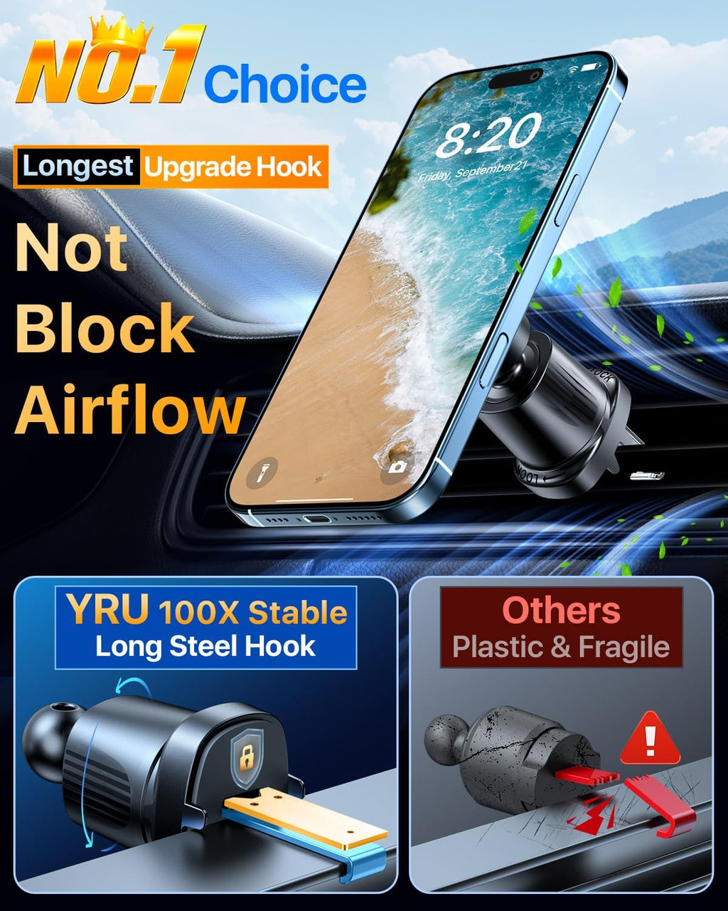 Ultra Grip MagSafe Car Mount – 360° Phone Holder