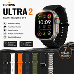 Crown Ultra 2 Smart Watch 7-in-1 – Bluetooth Calling | 7 Premium Straps Included