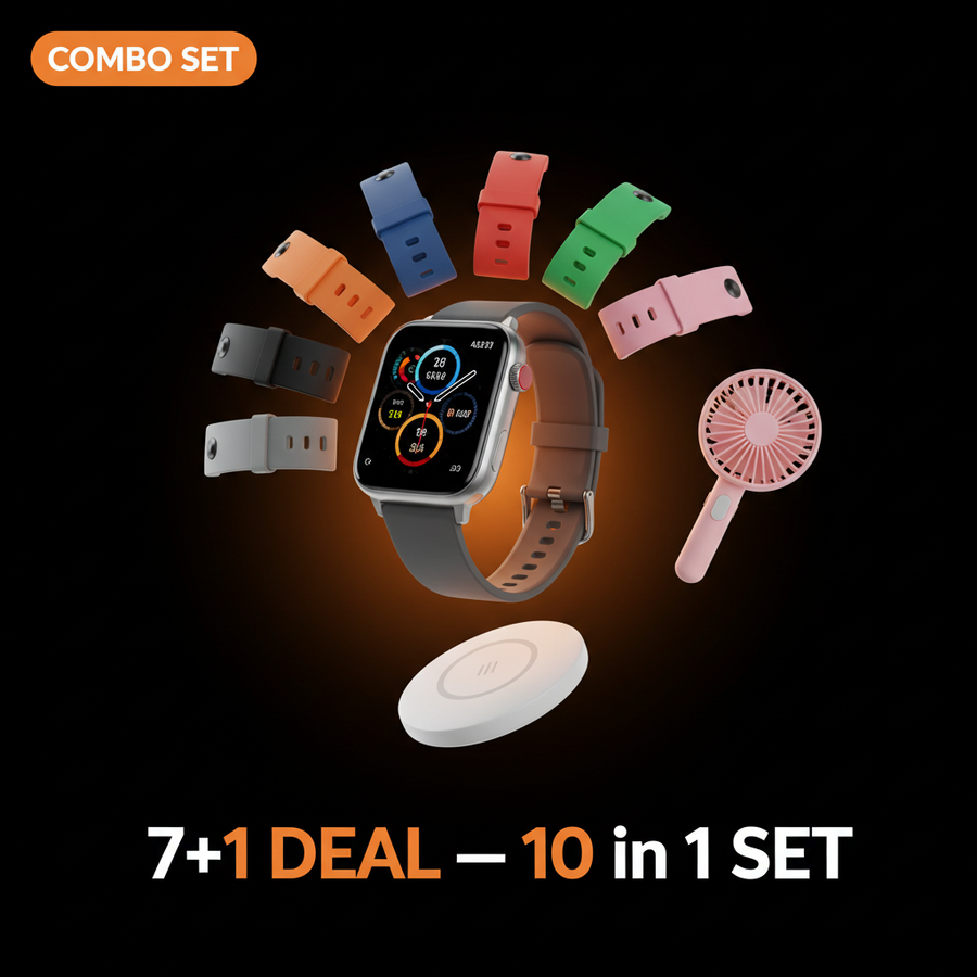 Ultra Smart Watch + Hand Fan + Wireless Charger Bundle